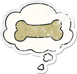 cartoon illustration drawing and thought bubble as a distressed worn sticker