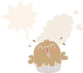 cute cartoon pie and speech bubble in retro style
