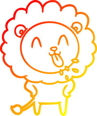 warm gradient line drawing happy cartoon lion