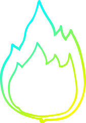 cold gradient line drawing cartoon fire