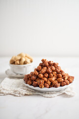 Caramelized peanuts or cacahuate garapiñado from latin america and mexico