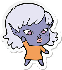 sticker of a pretty cartoon elf girl
