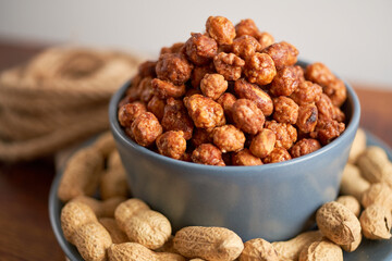 Caramelized peanuts or cacahuate garapiñado from latin america and mexico