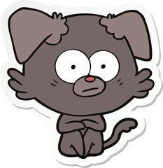 sticker of a nervous dog cartoon