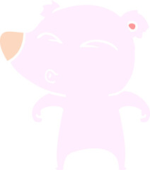 flat color style cartoon whistling bear