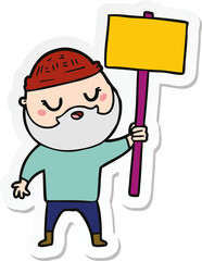 sticker of a cartoon man with beard
