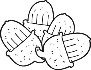 black and white cartoon acorns