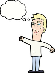 cartoon annoyed man with thought bubble