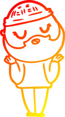 warm gradient line drawing cute cartoon man with beard