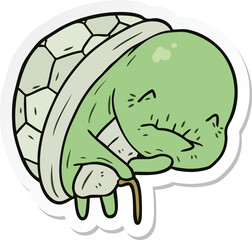 sticker of a cute cartoon old turtle