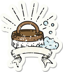 grunge sticker of tattoo style scrubbing brush