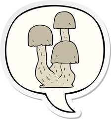 cartoon mushroom and speech bubble sticker