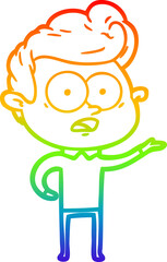 rainbow gradient line drawing cartoon staring man