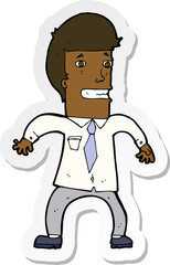 sticker of a cartoon nervous businessman