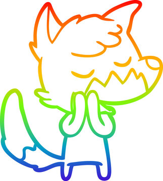 recommend clip art: rainbow gradient line drawing friendly cartoon fox