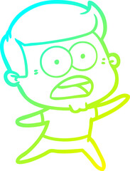 cold gradient line drawing cartoon shocked man