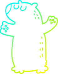 cold gradient line drawing cartoon bear standing