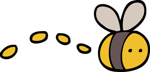 hand drawn doodle style cartoon buzzing bee