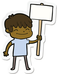 sticker of a cartoon happy boy