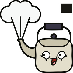 cute cartoon steaming kettle