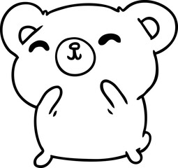 line drawing kawaii cute happy bear