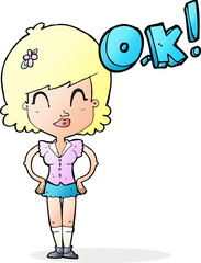 cartoon woman thinking OK