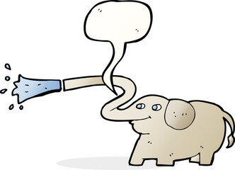cartoon elephant squirting water with speech bubble