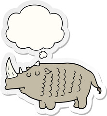 cartoon rhinoceros and thought bubble as a printed sticker