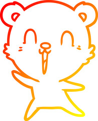 warm gradient line drawing happy cartoon bear
