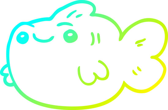 recommend clip art: cold gradient line drawing cartoon fish