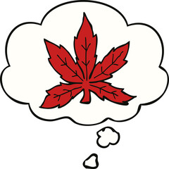 cartoon marijuana leaf and thought bubble