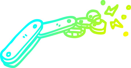 cold gradient line drawing cartoon robot arm