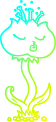 cold gradient line drawing cute cartoon flower