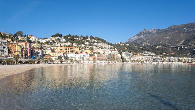 Panoramic view of town of Menton, France