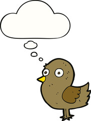cartoon bird and thought bubble