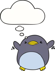 Foto op Plexiglas cute cartoon flapping penguin and thought bubble © lineartestpilot