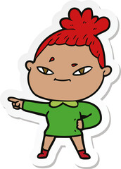 sticker of a cartoon woman
