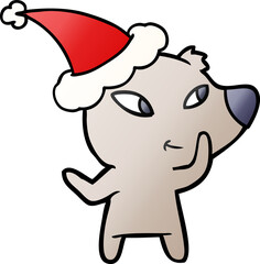 cute gradient cartoon of a bear wearing santa hat