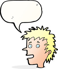 cartoon excited boy with speech bubble