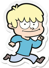 Obraz premium sticker of a happy cartoon man