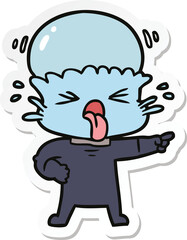 sticker of a disgusted cartoon alien