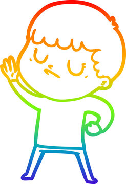 recommend clip art: rainbow gradient line drawing cartoon grumpy boy
