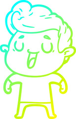 cold gradient line drawing happy cartoon man