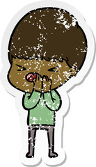 distressed sticker of a cartoon stressed man