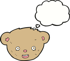 cartoon teddy bear face with thought bubble