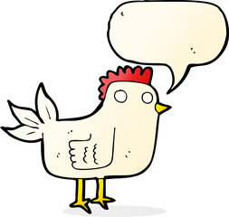 cartoon hen with speech bubble