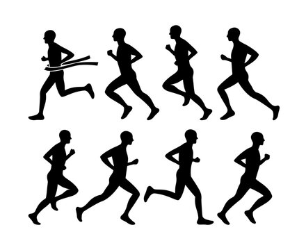 Vector Runner Icon. Running People Silhouette. Active Sport Logo. Isolated Run Competition Illustration