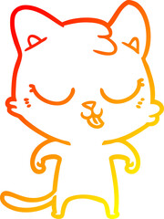 Fototapeta premium warm gradient line drawing cartoon cat