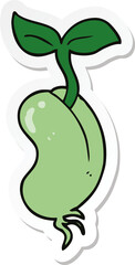 sticker of a cartoon sprouting seed