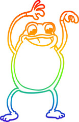 Fototapeta premium rainbow gradient line drawing cartoon frog